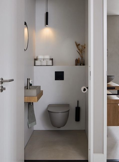 Small Wc Ideas, Mini Wc, Small Wc, Toilet Modern, Tiny Half Bath, Toilet Room Decor, Wc Design, Small Toilet Room, Guest Toilet