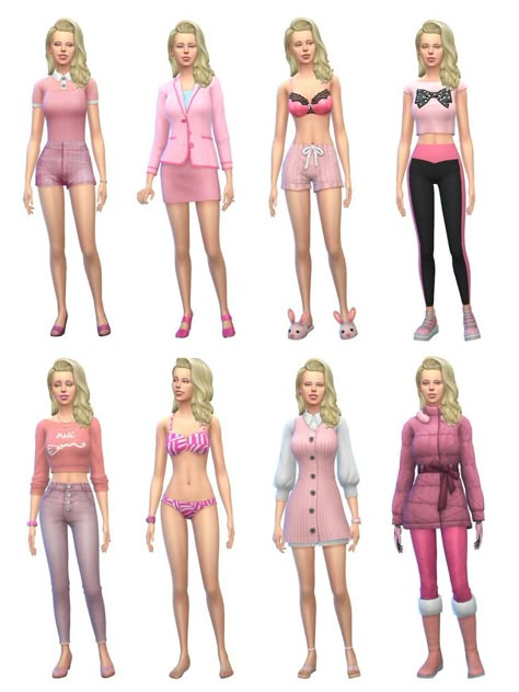 Sims 4 Pink Outfits No Cc, Sims4 Base Game Outfits, Base Game Sims 4 Outfits, Cas Outfits, Sims 4 Base Game Outfits Ideas, Sims Fits, Sims4 Lookbook, Sims Outfits, Blocksburg Outfit Codes￼