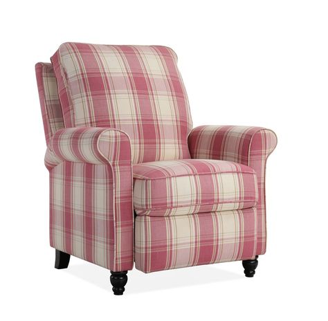 Pink Plaid Recliner Arm Chair Plaid Recliner, Leopard Print Chair, Pattern Chair, Plaid Chair, Big Comfy Chair, Pink Paint Colors, Navy Blue Living Room, Blue Chairs Living Room, Fun Furniture