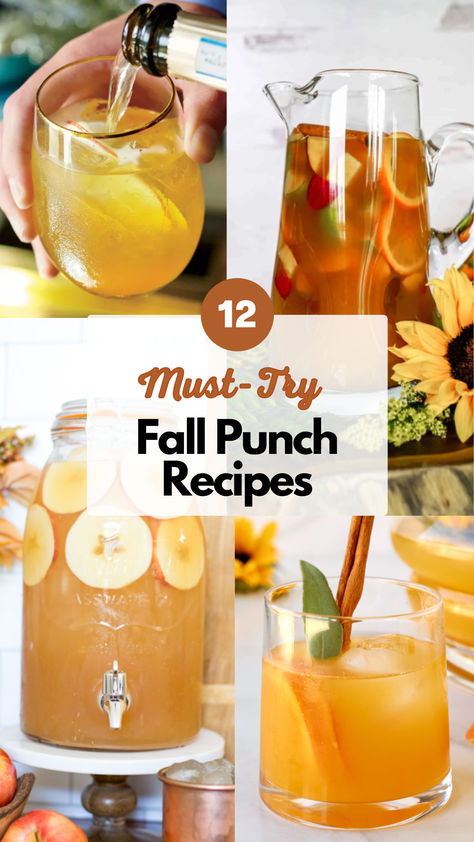 Fall Punch Recipes Easy Fall Punch Recipes Alcoholic, Fall Non Alcoholic Drinks Punch Recipes, Alcoholic Fall Punch, Apple Punch Recipes, Fall Alcoholic Beverages, Fall Alcohol Punch Recipes, Punch Ideas For Party, Fall Baby Shower Punch Ideas, Easy Fall Punch Recipes