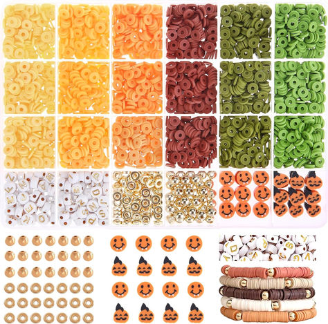 Perfect for your fall friendship bracelets! Autumn Diy Crafts, Clay Bead Kit, Diy Crafts Beads, Thanksgiving Color, Bead Crafts Diy, Diy Beaded Bracelets, Jewelry Making Kits, Fall Crafts Diy, Jewelry Making Kit