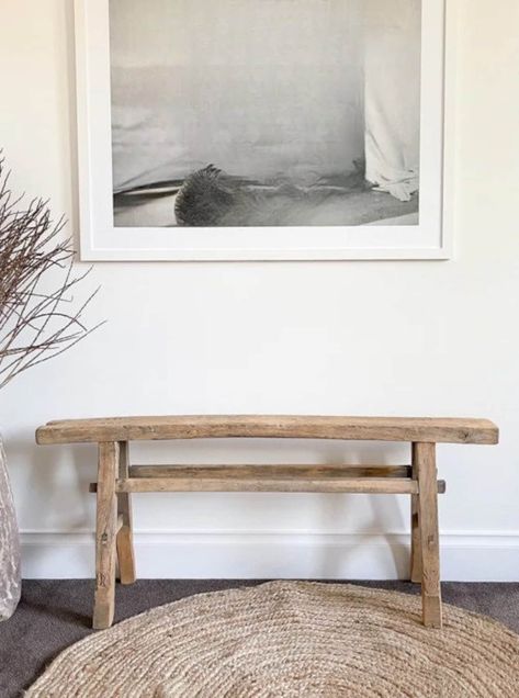 Small Wooden Benches Rustic, Wood Bench Decorating Ideas, Wooden Hallway Bench, Rustic Bedroom Bench, Wood Bench End Of Bed, Wood Bench For End Of Bed, Narrow Wood Bench, Vintage Entryway Bench, Wooden Bench For Bedroom