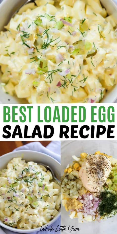 Loaded Egg Salad, Salad With Pickles, Creamy Egg Salad, Chicken Egg Salad, Lettuce Boats, Keto Egg Salad, Classic Egg Salad Recipe, Egg Salad Sandwich Recipe, Best Egg Salad Recipe