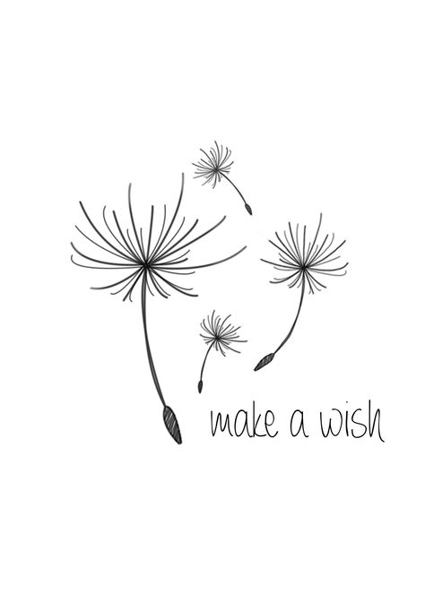 Dandelion Clock Drawing, Dandelion Drawing Easy, Make A Wish Tattoo, Wish Drawing, Dandelion Doodle, Dandelion Drawing, A Dandelion, Dandelion Flower, Pola Sulam