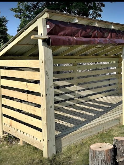 Pallet Firewood Shed, Outdoor Wood Storage Ideas, Atv Storage Ideas, Firewood Stacking Ideas, Firewood Storage Outdoor Diy, Wood Pile Storage Outdoor Diy, Covered Firewood Storage, Log Storage Outdoor, Woodshed Ideas