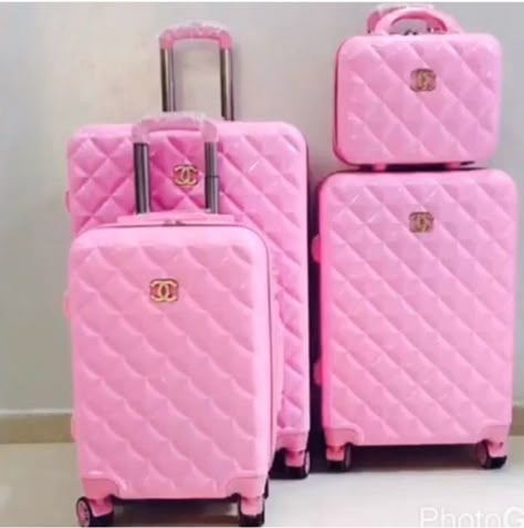 Cute Luggage Sets, Labial Dior, Chanel Luggage, Barbie Perfume, Pink Luggage Sets, Traveling Suitcase, Taking Trips, Pink Purses, Pink Suitcase