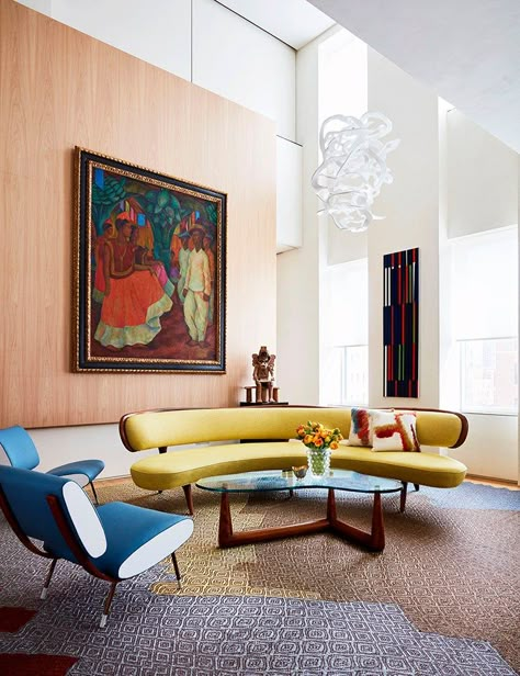 Park Avenue Triplex by Amy Lau Design | 1stDibs Amy Lau, Diego Rivera Art, Sofa In Living Room, Maximalism Interior, Industrial Decor Living Room, Curved Sofas, High End Design, Vladimir Kagan, Modern Contemporary Living Room