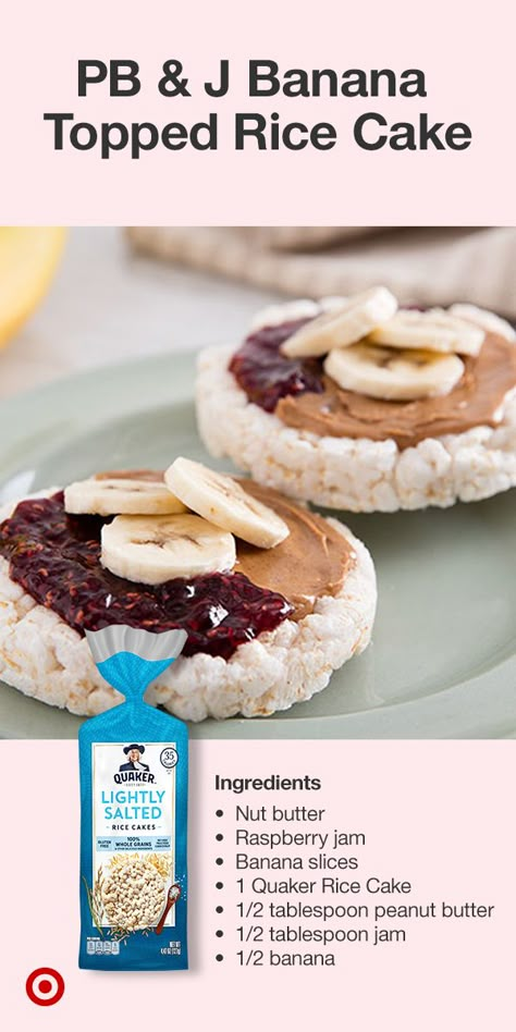 Rice Cake Combos, Rice Cakes Dessert, Rice Cake Peanut Butter, Rice Cake Ideas, Rice Cakes Recipe, Rice Cakes Toppings, Rice Cake Snacks, Cake Raspberry, Healty Snacks