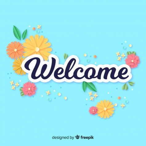 Lovely welcome composition with origami ... | Free Vector #Freepik #freevector Welcome Background, Welcome Words, Welcome Images, Welcome Baby Cards, Welcome To School, Welcome Design, Circle Logo Design, Quran Book, Good Day Quotes