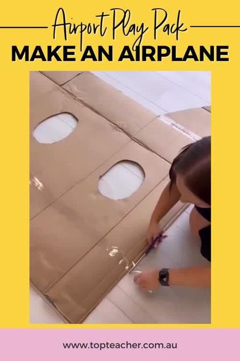 Airport Diy Ideas, Pilot Dramatic Play, Plane Activity For Preschool, Airport Play Area, Plane Classroom Theme, Plane Dramatic Play, How To Make Airplane, Dramatic Play Airport, Airport Role Play Area