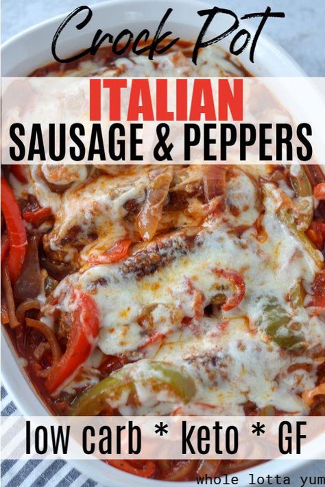 Low Carb Dinner Ideas Crock Pots, Low Carb Crowd Pleasers, Yummly.com Recipes, Crock Pot Low Carb Meals, Recently Viewed By Me Last Week, Keto Sausage And Peppers, Crockpot Sausage And Peppers, Sausages And Peppers, Sausage And Peppers Crockpot