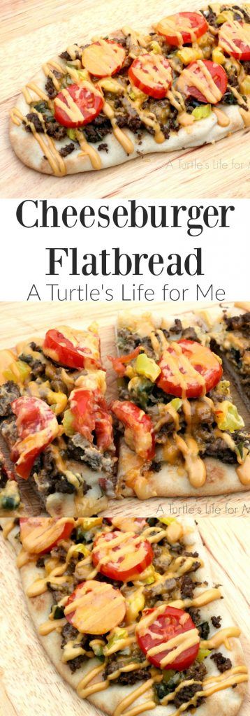 Cheeseburger Flatbread recipe with special drizzle Cheeseburger Flatbread, Flatbread Pizza Recipes, Naan Pizza, Flatbread Recipe, Flatbread Recipes, Flatbread Pizza, Dinner Entrees, Entree Recipes, Flatbread