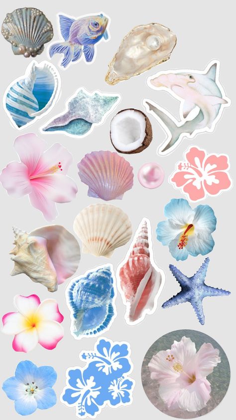 ocean stickers💙 Florida Stickers Aesthetic, Beach Scrapbook Stickers, Beachy Stickers Printable, Ocean Themed Stickers, Sea Life Stickers, Beach Stickers Printable, Ocean Stickers Printable, Blue Printable Stickers, Coastal Stickers