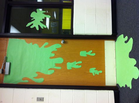 Slime decorations for Spring Book Fair Ghostbusters Door Decorations Classroom, Mad Science Trunk Or Treat Ideas, Ghostbuster Classroom Door, Ghost Buster Theme Trunk Or Treat, Ghostbusters Door Decorations, Goosebumps Party, Ghostbusters Theme, Ghostbusters Birthday Party, Ghostbusters Party