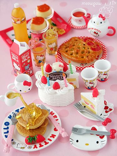 Hello Kitty Re-ment by Meowpaw Rement Miniatures, Hello Kitty Toys, Barbie Food, Barbie Doll Set, Charmmy Kitty, Re Ment, Kawaii Toys, Japanese Toys, Toy Food