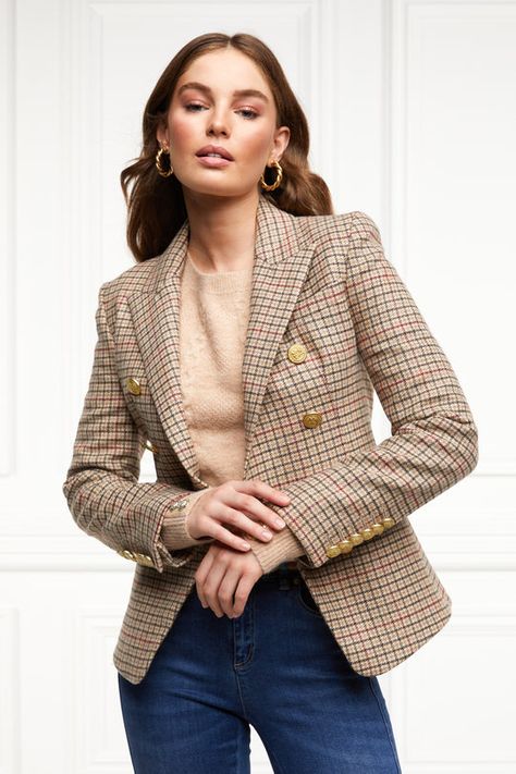 Tweed Blazer Women, Tweed Outfit, Holland Cooper, Blazer Women, Breasted Blazer, Tweed Blazer, Double Breasted Blazer, Country Outfits, International Fashion