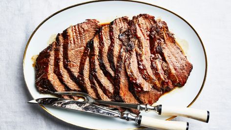 When you're buying brisket for this recipe, ask for the point cut, which is the fattier end of the brisket. It’s more tender and especially delicious. Sauce For Brisket, Brisket Seasoning, Hanukkah Recipes, Hanukkah Dinner, How To Cook Brisket, Rosh Hashanah Recipes, Braised Brisket, Brisket Recipe, Hanukkah Food