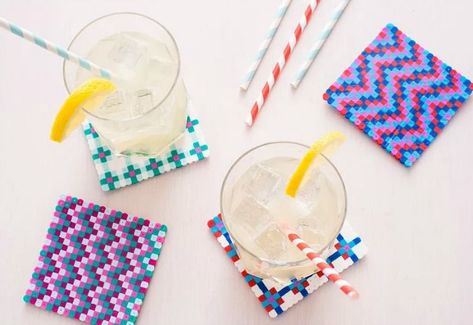 Crafty Coastersgoodhousemag 90s Crafts, Perler Bead Designs, Perler Beads Ideas, Beaded Candle, Diy Perler Bead Crafts, Diy Perler Beads, Craft Day, Crafts To Make And Sell, Kids' Crafts