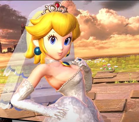 Wedding Peach Mario, Princess Peach Super Mario Movie, Wedding Princess Peach, Princess Peach Wedding Dress, Princess Peach Wedding, Super Mario Movie, Peach Wedding Dress, Movie Wedding Dresses, Mario Princesses