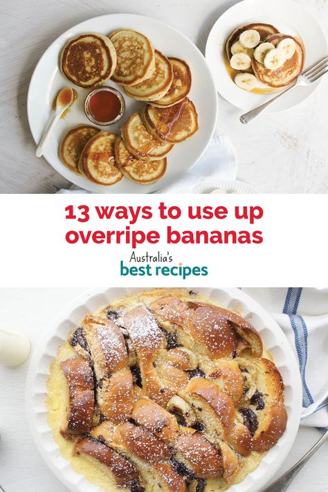 Turn your overripe bananas into a range of baked treats, from sweet breakfast banana bread to decadently spiced banana cakes. Banana Pikelets, Overripe Banana Recipes, Metaboost Recipes, Breakfast Banana Bread, Aussie Recipes, Banana Recipes Overripe, Banana Cakes, Breakfast Banana, Aussie Food