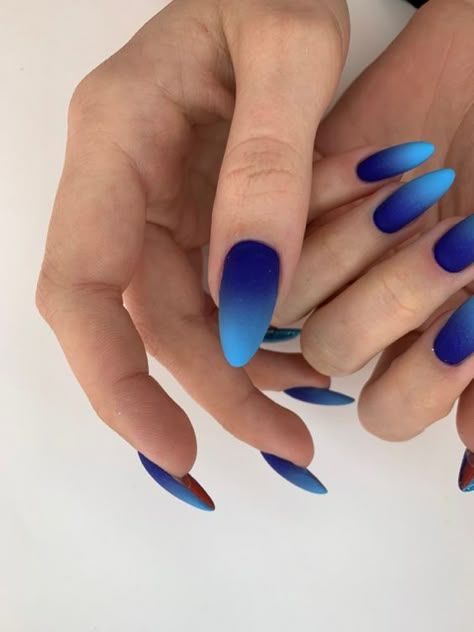 Matted Nails, Summer Nails 2024, Bright Nail Designs, Simple Gel Nails, Almond Acrylic Nails, Bright Nails, Blue Nail, Short Nail Designs, Nails 2024