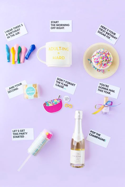 Diy Birthday Box, Birthday In A Box, Gifts Forbest Friend, Care Package Ideas, Champagne Party, Studio Diy, Package Ideas, Party Box, Diy Gifts For Boyfriend