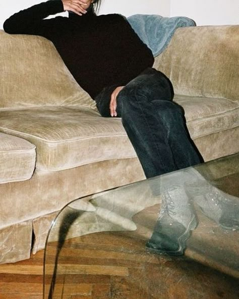 A Man, A Woman, Couch, Screen, Glass