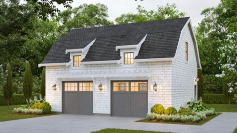 2-Story 3-Bedroom Modern Farmhouse With Unique Angled Garage (Floor Plan) Detached Garage Designs, Plan Garage, Garage Guest House, Shake Siding, Garage Apartments, Garage Plan, Woman Cave, Flexible Space, Apartment Plans