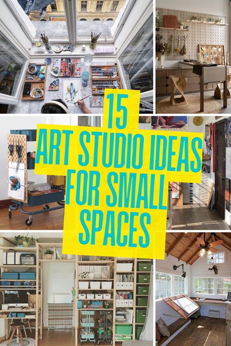 Got a tiny space but big artistic dreams? These 15 space-saving art studio ideas are perfect for small spaces! From compact desks to vertical storage solutions, these tips will help you create a functional and inspiring art corner on a budget. Organize your supplies, maximize your workspace, and bring your creative visions to life, even in the coziest rooms. Check out the full list and start designing your dream studio today! Workroom Ideas Small Spaces, Artist Desk Workspaces Art Spaces, Art Studio On A Budget, Bonus Room Art Studio, Multi Use Space Design, Art Area For Adults, Art Supplies Storage Small Spaces, Art Studio Layout Ideas, Art Studio Built Ins