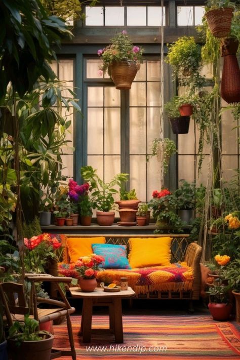 70+ Vivacious Summer Outdoor Patio Decorating Ideas on a Budget that looks Unbelievably Gorgeous - Hike n Dip Eclectic Patio, Selfie Spot, Outdoor Patio Decorating Ideas, Summer Room Decor, Bohemian Style Design, Tropical Retreat, Courtyard Ideas, Rustic Sofa, Outdoor Sitting Area