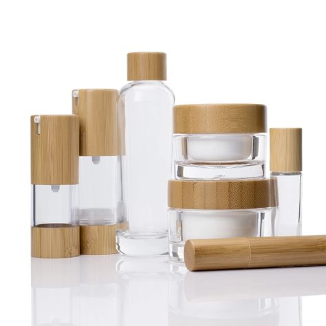 Natural Cosmetics Packaging, Bamboo Bottle, Cosmetic Packaging Design, Skin Care Packaging, Skincare Packaging, Cosmetic Bottles, Skin Care Cream, It Cosmetics, Paper Packaging