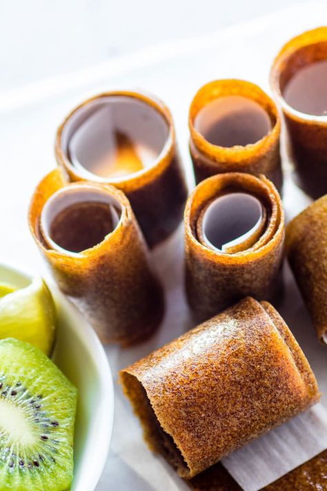 CITRUS KIWI PINEAPPLE HOMEMADE FRUIT ROLL UPS {EASY, HEALTHY} on MyRecipeMagic.com Homemade Fruit Roll Ups, Paleo Kids Recipes, Fruit Rollups, Homemade Fruit Leather, Fruit Leather Recipe, Roll Ups Recipes, Fruit Roll, Fruit Leather, Fruit Roll Ups