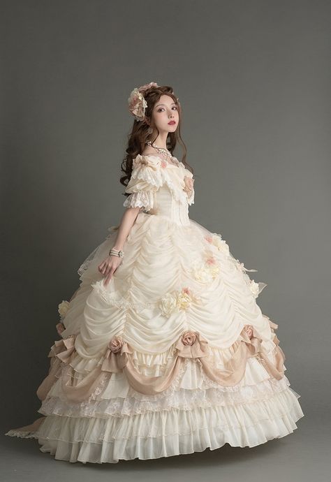 Victorian Princess Dress, Kawaii Wedding Dress, Rose Princess Dress, Victorian Dress Gown, Flowers Luxury, Princess Gowns, Rose Queen, Victorian Dresses, Op Dress