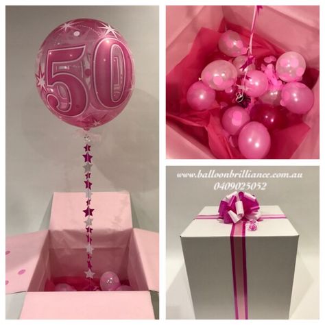 Balloon Box Surprise, 50th Birthday Surprise, 50th Birthday Balloons, Box Wrap, Quinceanera Decorations, Balloon Box, Balloon Delivery, Surprise Box, Handmade Box