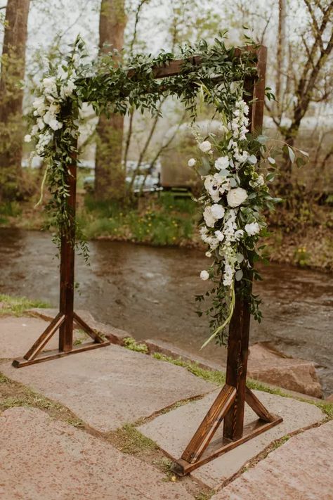 Wooden Wedding Arch, Wedding Ceremony Design, Planning 2023, Arches Wedding, Wedding Arch Ideas, Wooden Wedding Arches, Wedding Arches Outdoors, Wedding In Colorado, Arch Ideas