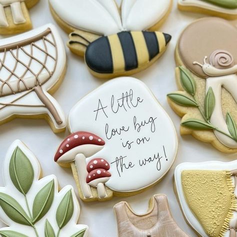 Cassidy Burk on Instagram: "A little love bug is on the way. 🐞🍄💛 • • • • #royalicing #cookie #customcookies #montana #royalicingcookies #sugarcookies #cookiesofinstagram #helenamontana #cookies #decoratedcookies #406 #sugarcookiedecorating #babyshower #babyshowercookies #lovebug #mushroomcookies #mushrooms" Love Bug Sugar Cookies, Love Bug Cookies, Little Bug Baby Shower Theme, Our Little Love Bug Baby Shower Theme, Lovebug Baby Shower Ideas, A Little Love Bug Is On The Way, Little Love Bug Baby Shower Theme, Bug Cookies Decorated, Love Bug Baby Shower Theme