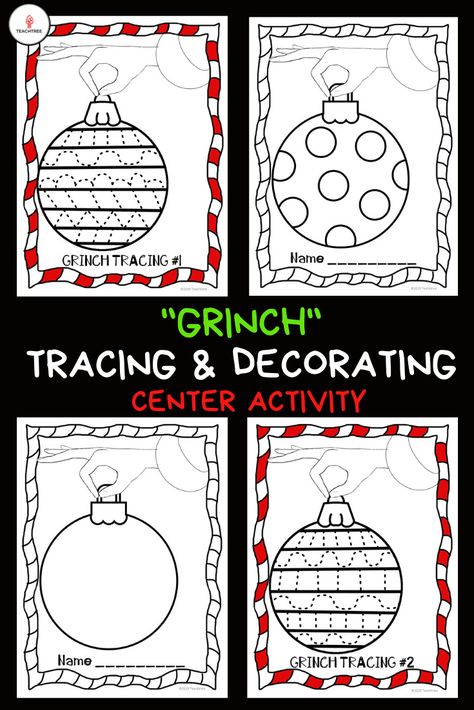 Fun way to improve fine motor skills. Grinch Gross Motor Activities, Grinch Fine Motor Activities, Christmas Scissor Skills Preschool, The Grinch Preschool Activities, Grinch Activities, Scissor Skills Preschool, Classroom Christmas Activities, Grinch Crafts, Classroom Organization Elementary