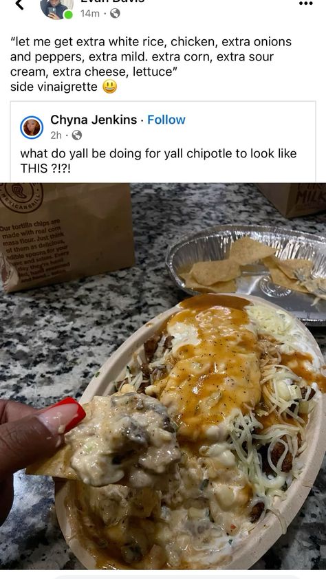 Chipotle Orders Ideas, Stuff To Cook For Dinner, Food Recipes To Make At Home, What To Order At Chipotle, Chipotle Bowls Recipe, Best Chipotle Order, Chipotle Recipes Bowl, Fast Food Outfits, Chipotle Order Ideas Bowl