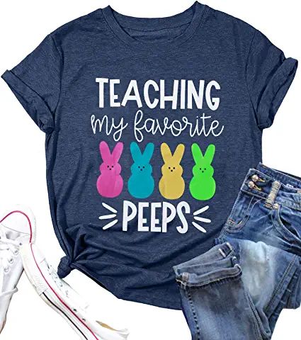 Purchase with my Amazon link! Teaching My Favorite Peeps Shirt for Women Easter Teacher T-Shirt Funny Bunny Graphic Tee Top Bunny Graphic, Graphic Print Top, T Shirt Image, Bunny Easter, Tshirt Pattern, Easter Shirt, Easter Rabbit, Home T Shirts, Shirt Pattern