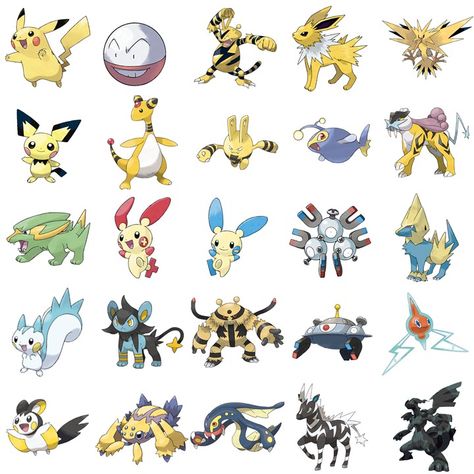 Electric Type Pokemon | Can you name the Electric-Type Pokémon (Pictures)? Electric Pokemon, Pokemon List With Pictures, Electric Type Pokemon, Electric Pokemon Wallpaper, Pokemon Elements Chart, Pokemon Electric Type, Pikachu Different Type, Flying Pokémon, Fire Type Pokémon