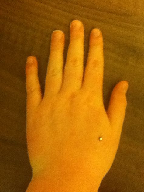 New dermal hand piercing- not as painful as it looks! :) Hand Dermal Piercing, Hand Piercing Dermal, Hand Piercing, Dermal Piercing, Piercings, Quick Saves