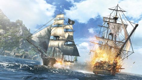 Naval Combat Guide - Assassin's Creed IV: Black Flag Wiki Guide - IGN Assassin's Creed Black, Pirate History, Assassins Creed 4, Assassins Creed Black Flag, All Assassin's Creed, Sea Shanties, Pirate Adventure, Jackdaw, Pirate Life