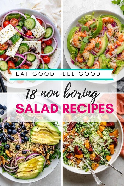 Ban the bland salads with these Non Boring Salad Recipes! These fresh and vibrant bowls are as delicious as they are gorgeous! Whether you’re after a protein packed chicken salad or a hearty and delicious vegetarian or vegan salad, I’ve got a bright and beautiful salad for you. Amazing Salad Recipes, Salad Skewers, Gourmet Salad, Beautiful Salad, Superfood Salad, Vegetarian Salads, Hearty Salads, Vegan Salad Recipes, Summer Recipes Dinner