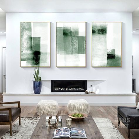 Boho Chic Living Room Inspo: Eclectic and Vibrant Ideas Sage Green Wall Art, Sage Green Wall, Minimalist Living Room Decor, Sage Green Walls, Grand Art Mural, 3 Piece Canvas Art, Framed Abstract, Wall Art Large, 3 Piece Wall Art