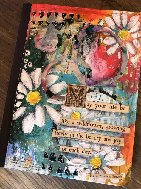 Mixed Media Journal Cover, Kunstjournal Inspiration, Wildflower Art, Sketchbook Cover, Art Journal Cover, Mixed Media Journal, Kunst Inspiration, Art Journal Techniques, Composition Book