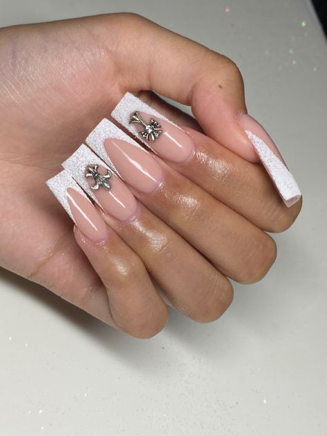 Slant French Tip Nails, Sugar French Tip Nails, Sugar Nails, Tip Nails, French Tip Nails, French Nails, Nail Tips, Nail Inspo, Prom