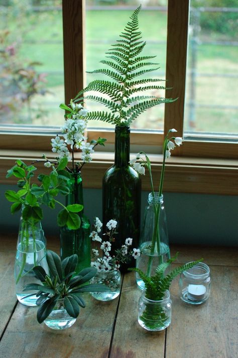 plant display for interesting table? Fern Centerpiece, Green Wedding Centerpieces, Plant Centerpieces, Green Centerpieces, Greenery Centerpiece, Simple Green, Deco Floral, Wedding Table Centerpieces, Indoor Plant