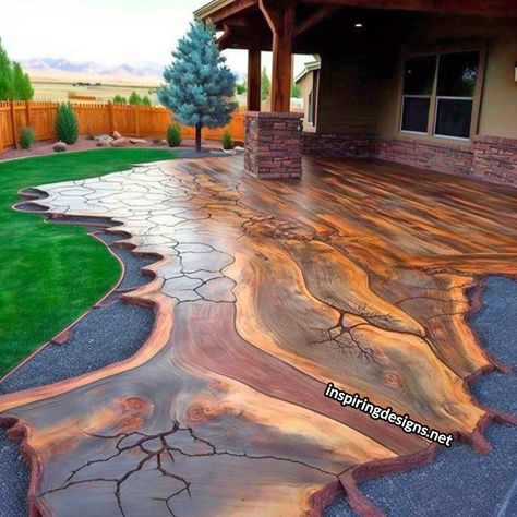 Stamped Concrete That Looks Like Wood: 30 Amazing Examples That Will Leave You Stunned! – Inspiring Designs Painted Concrete Patio Ideas, Painted Concrete Patio, Wood Stamped Concrete, Concrete Patio Ideas, Outdoor Herb Garden, Painted Concrete, Paver Designs, Stamped Concrete Patio, Inside Plants