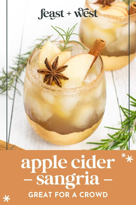 Winter Sangria Recipes White, Fall Sangria Recipes White, Christmas Apple Cider, Spiced Sangria, Winter Sangria Recipes, Champagne Sangria, Apple Cider Sangria Recipe, Fall Sangria Recipes, White Sangria Recipe