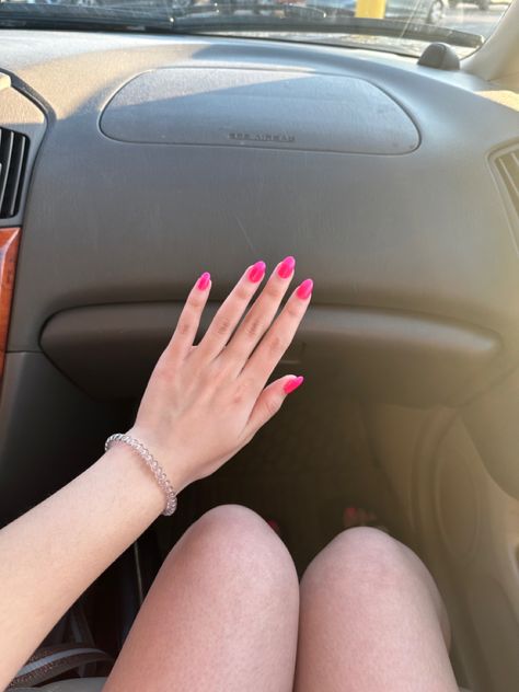 hot pink almond nails Hot Pink Almond Nails, Hot Pink Almond, Nails Hot Pink, Pink Almond Nails, Almond Nails, Nail Inspo, Hot Pink, Almond, Nails